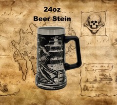Pirate Ship Yeti Tumbler / 20-40oz Laser Engraved Pirate Treasure Cup Mug