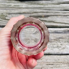 Vintage Rainbow Glass Co. Classique Cranb Flash Iced Tea Tumbler Hand Decorated