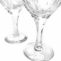 Vista Alegre Wine Glass Evora Cut Crystal Multi Sided 6in 2Pc Set