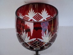 Handmade Bohemian Style Hand Cut To Clear Crystal Wine Glass 12oz Ruby Red