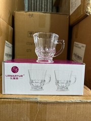 6Pcs Vintage 12OZ Reusable Drinking Glass Mug Full Embossing Coffee