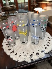 Vintage Libby Frosted Carousel Circus Animal Glasses Set of 9 1950’s MCM