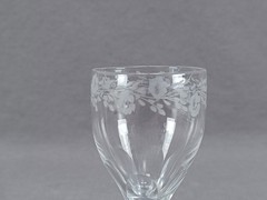 Georgian Era French Engraved Floral & Panel Cut Flint Glass Wine Circa 1800