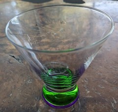 Dansk Spectra Cocktail Glasses Clear Different Color Bases 3.75″ Set Of 5