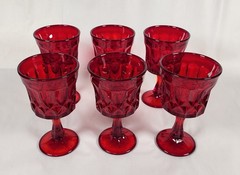 Vtg Perspective Noritake Ruby Red Cadmium 6.5 in Drinking Glass Goblet Set of 6