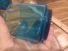 Libbey Blue low ball rocks Glass Tumbler LOT of four Aqua Turquoise 3»