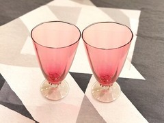 George Borgfeldt Lisa Cranberry Water/Juice Glass Optic Straight Bowl Set