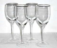 4 pcs Vintage Lenox Crystal ARIEL Water Glasses Platinum Trim 10-1/4″ tall