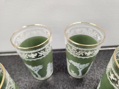 Set of 4 Vintage Wedgwood Jasperware Jeanette Green Hellenic 5″ Drinking Glasses
