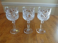 ECHT BLEIKRISTALL GERMAN 24% CUT CRYSTAL WINE GLASSES LOT OF 3