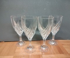 Lenox Debut Crystal Feather Cut 7×3/4 Wine Glasses Set Of 4 New