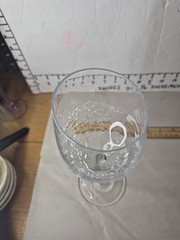 Pier 1 One Angled CRACKLE WINE GLASS Slant Slanted Rim Goblet Reflections