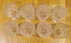 Lot of 8 Vintage Indiana Glass Whitehall Colony Cube Clear Iced Tea Glasses 6″