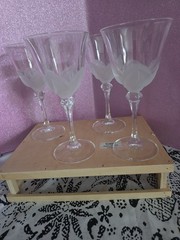 CRISTAL D’ARQUES DURAND SET OF 4 FLORENCE PETAL WATER WINE GLASSES NEAR PERFECT