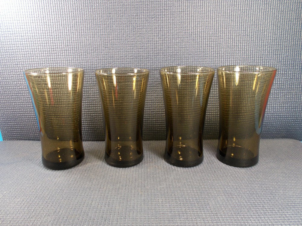 ANCHOR HOCKING Linden-Mocha 4 Glass 15 oz Tumblers 6″ tall