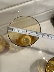 Vtg Set Of 4 Amber Crystal Iced Tea Glasses Bubble Accent Stems 3 Lg And 1 Small