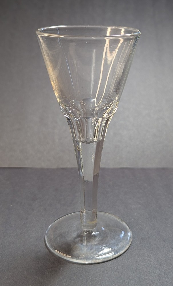 Vintage Pressed Glass Cordial Simple Georgian Cut Stem Style Six Sided Clear