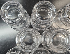 8 Stuart Crystal Dash Dot Tumblers Set Depression Clear Cut England Antique Lot
