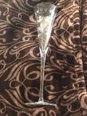 PAIR OF COLONY HAND MADE IN ROMANIA ETCHED CHAMPAGNE TOASTING FLUTES 11” HEARTS