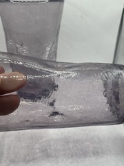 Crackle Pinched Glass Tumblers Amethyst Light Purple Hand Blown Set Of 3