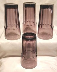 4pc Set Libbey Glasses Duratuff Gibraltar Violet Purple Glass Tumblers 16oz