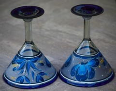 El Palomar Hand Blown Hand Painted Butterfly Margarita Martini Glasses Set of 2