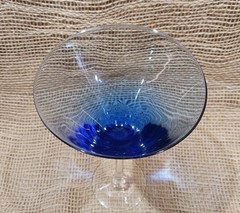 Vtg Translucent Cobalt Blue Clear Stemmed Martini/ Cocktail Glass