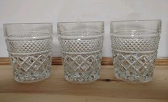 Vintage Set of 5 Anchor Hocking Wexford Diamond cut lowball and highball glasses