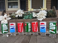 Vintage 1970s Anchor Hocking Coca-Cola/Pepsi/7 Up 15oz Drinking Glasses (7)