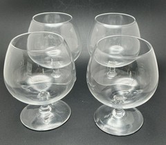 Vintage Bryce Brothers Hand-Blown Crystal Brandy Snifters Pre 1949 Mark, Set 4