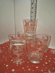 Vintage Red Gazelle Lowball Glasses 1950s MCM Glassware Set Federal Glass Co