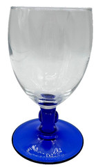 LUMINARC FRANCE COBALT BLUE & Clear WINE GLASSES 4 – 5 ounces 4 3/4 tall