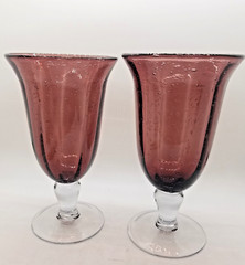2 Vintage Artland Savanah Purple Fizz Amethyst Bubble Goblet 7 1/4″ T 14 oz