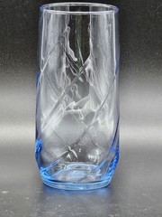 4 Vintage Libbey Blue Optic Swirl Iced Tea Glasses, 6-3/4″ Tall
