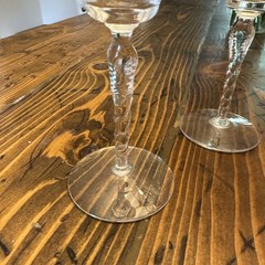 4 vintage Libbey Rock Sharpe 2013-3 Water 8″ Glasses Cut Spiral Dots Criss Cross
