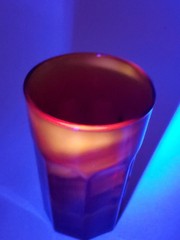 Vtg Amberina Glass Tumbler Drinking Glass 13 oz. 5″ Tall Glows Under UV Light