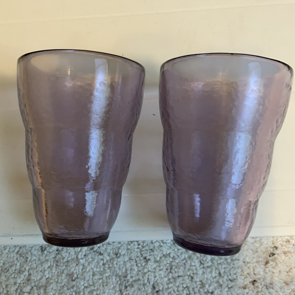Set of 2 Fire And Light Style Purple Beautiful Rare Thick Glass