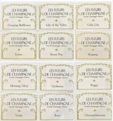 Franklin Mint Les Fleurs de Champagne Crystal Glass Set 12 w/ Cards COA Complete