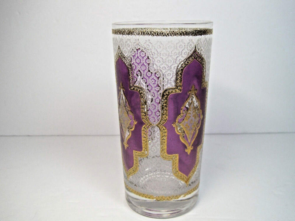 Culver Mid Century Vintage 60s Roly Poly Ornate Moroccan Glass 5.5″ H