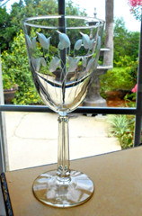 Libbey Crystal Leaf Wine Glass Stem #3002 Mid Century MCM
