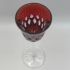 AJKA for Design Guild Ruby Cut To Clear Crystal Wine Glass 8”