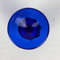 VTG Indiana Glass Cobalt Blue Kings Crown Thumbprint Water Wine Goblet Stemmed