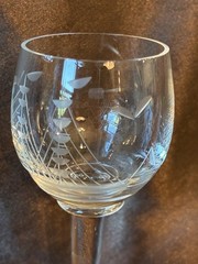 Javit Vintage Cordial Hand Etched Crystal Clipper Ship Glasses Set Of 6