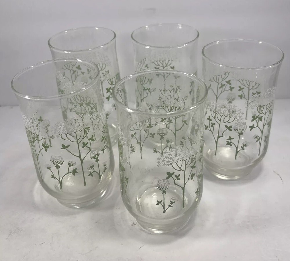 Vintage Libbey “Queen Anne’s Lace”, by M. Dia glasses Set Of 5
