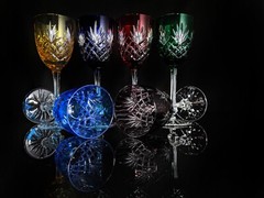Faberge Odessa Colored Crystal Hock Glasses 8 7/8″ H