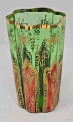 19th Century Bohemian Moser Style Juice Glass Gold Enamel Decor 3 3/4″ #2