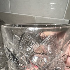 Antique ABP Cut Glass Tumblers 3 Hobstar Diamond Prima Donna Pattern chipped
