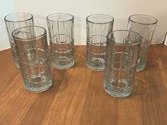 VINTAGE ANCHOR HOCKING TARTAN MANCHESTER 16 OZ Clear GLASSES-SET OF 6