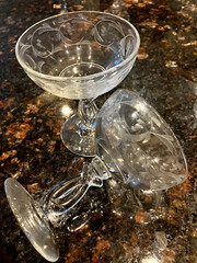 R4 Pair Vintage Antique Heisey Moonglo Crystal Clear Low Sherbet Stem 1540