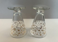 MCM Kahlúa Atomic Style Gold Tone Design Cocktail (Mudslide) Glasses (2)